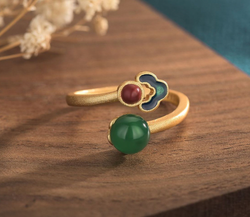 Enamel Cloud on Chalcedony Ring