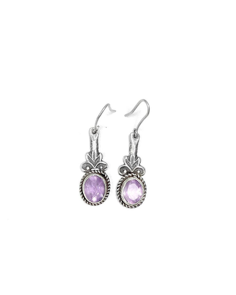 Earring with Floral Setting: Amethyst