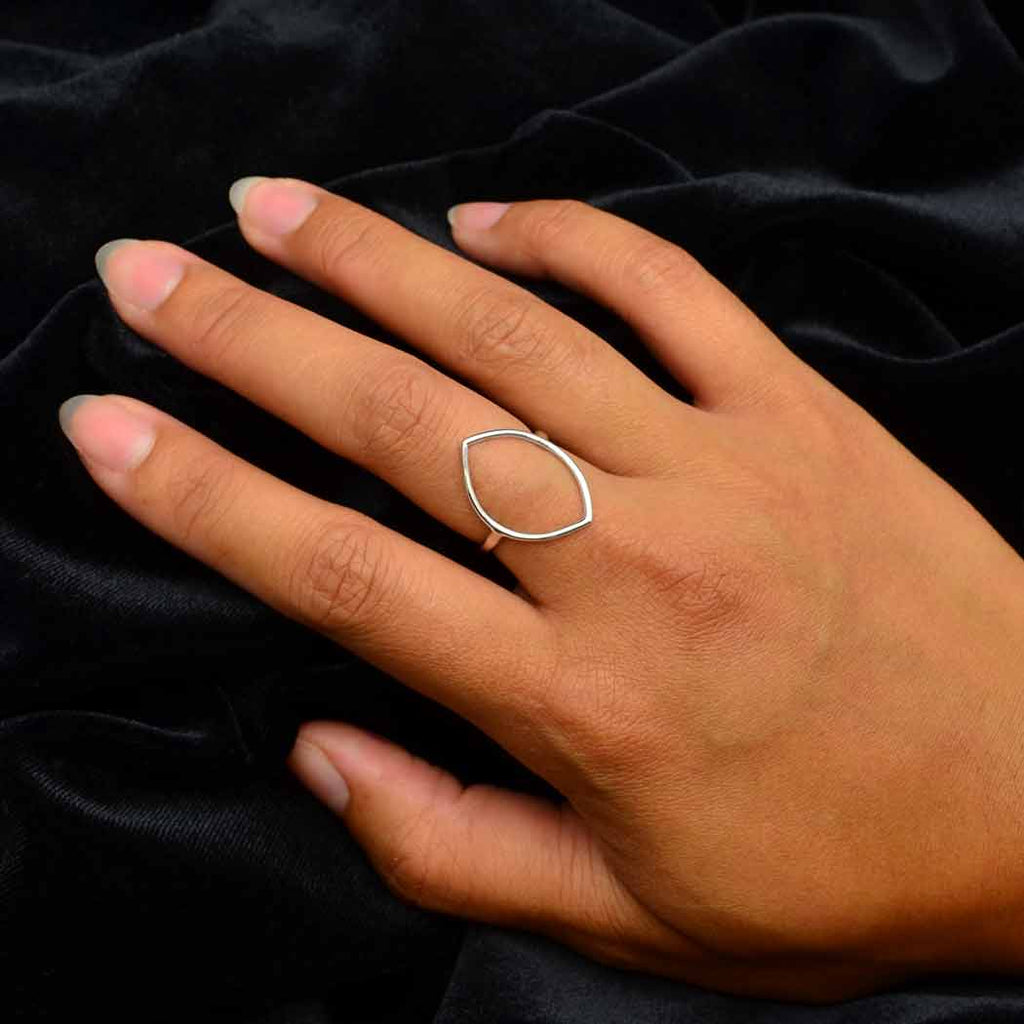 Sterling Silver large Marquis Wire Ring: 7