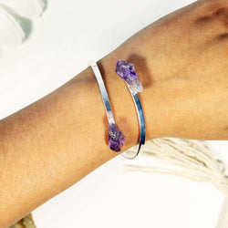 Amethyst Points Bracelet (Adjustable) Silver Plated