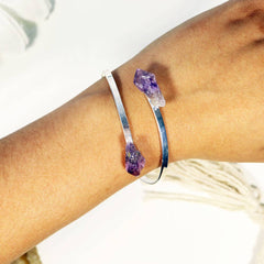Amethyst Points Bracelet (Adjustable) Silver Plated