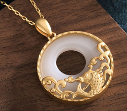 Golden Fish on Jade Necklace