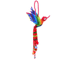 Beaded Hummingbird Figurine Seed Bead Fringe Dangle Ornament
