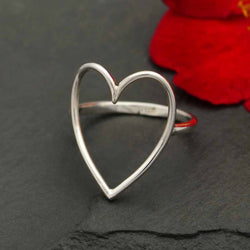 Sterling Silver Large Wire Heart Ring: 5