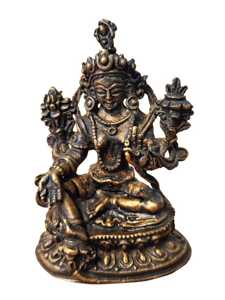 Bronze Statues Tara Buddha Kuber Laxmi: 2”x1.5” / White Tara