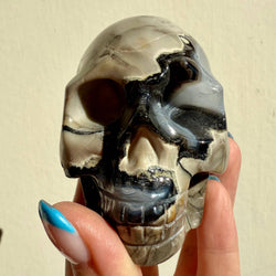 Druzy Volcano Agate Skull UV Reactive