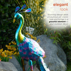 Alpine Corporation Embossed Metal Peacock Décor