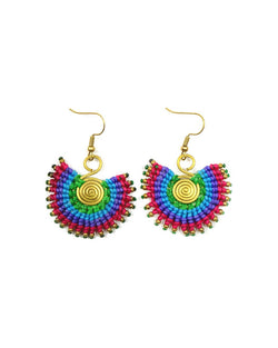 Macrame Sunbeam Earrings: Blue