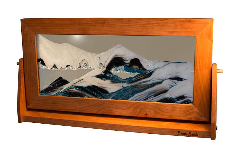Cherry Wood (Traditional) Moving Sand Art Pictures: Ocean Blue / Small