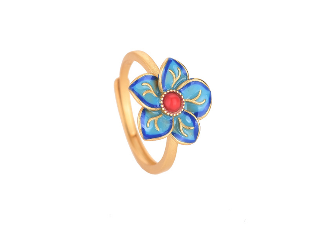 Enamel Flower Open Ring