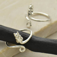 Sterling Silver Cat Ring - Adjustable Ring