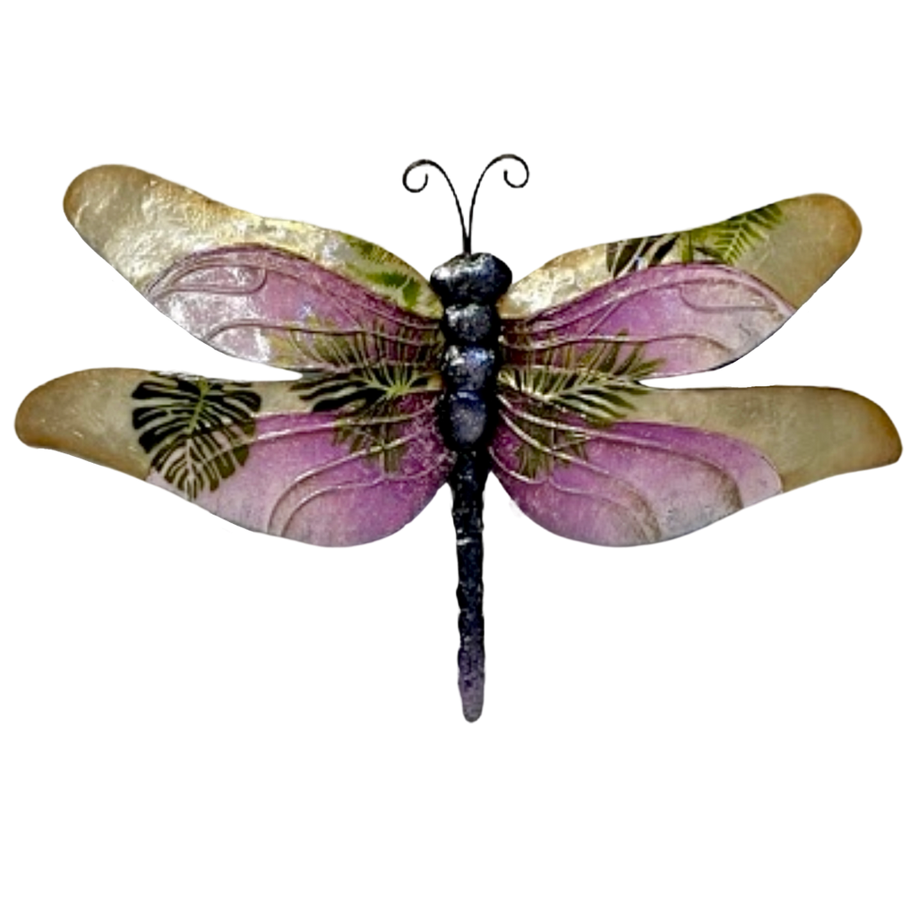 Capiz Shell & Metal Dragonfly in Purple