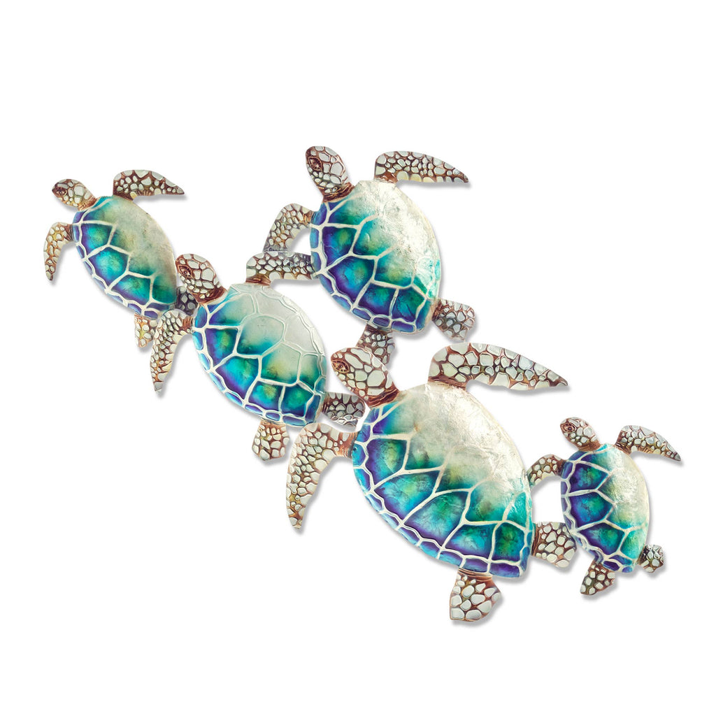 Sea Turtle Wall Decor Group Of Five, w/ Capiz, Outdoor Safe
