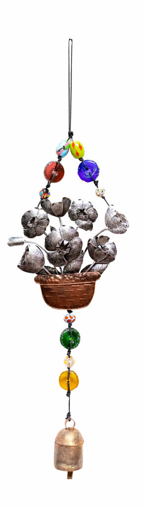 A  Pot Of Flowers/Beads & Bell