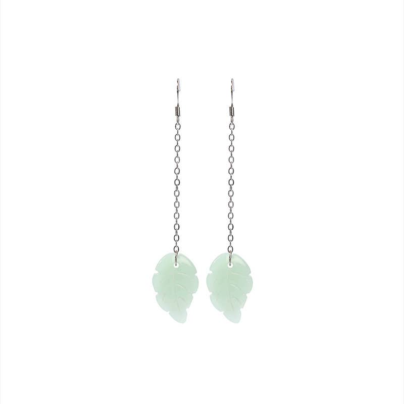 Green Leaves Jade Earrings