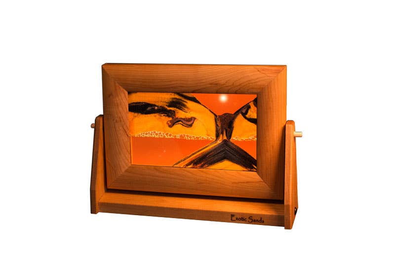 Cherry Wood (Traditional) Moving Sand Art Pictures: Ocean Blue / Small