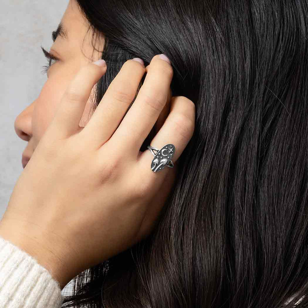 Sterling Silver Mushrooms and Moon Ring: 5
