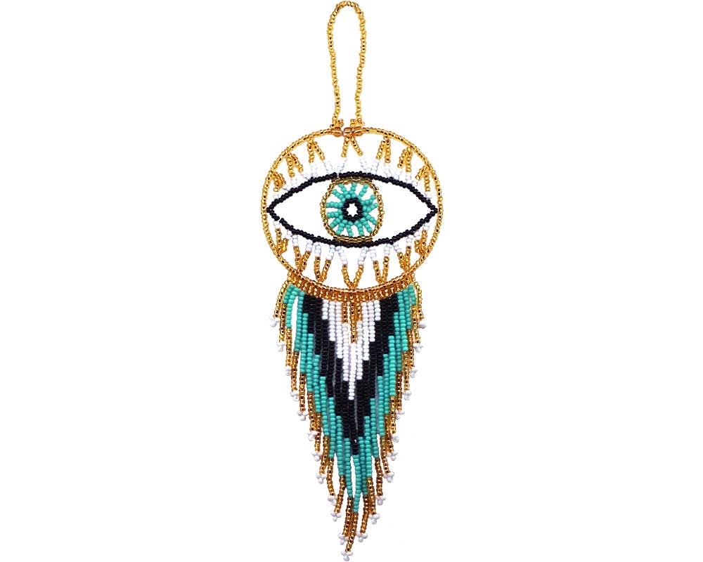 Round Beaded Evil Eye Dream Catcher Hanging Ornament