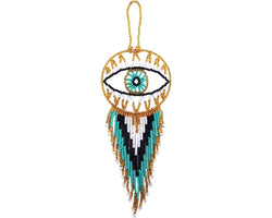 Round Beaded Evil Eye Dream Catcher Hanging Ornament