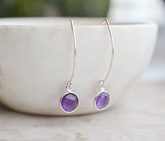 Silver Marquis Amethyst Earring