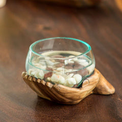 Blown Glass Bowl on Double Hand